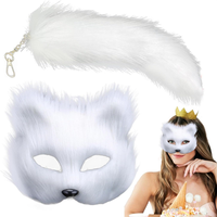 Masque animal de mascarade demi-visage masque de chat à fourrure bricolage petit renard masque Cosplay fête queue accessoires ensemble scène Performance ensemble