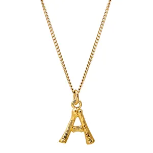 Cute 3D Initial Pendants Necklace PVD 18K Gold Plated Brass Letters Charms Women Trendy Style Link Chain Wedding Fashion Jewelry