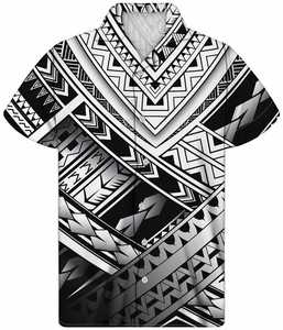 Chemises polynésiennes pour hommes en gros, <span class=keywords><strong>tatouage</strong></span> <span class=keywords><strong>tribal</strong></span>, impression intégrale personnalisée, chemises à boutons, col cubain, tailles grandes, chemises pour hommes, MOQ 1 - Product Image 3