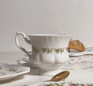 JADE British Retro Rose Porcelain <b>Cup</b> and Saucer Set 200mL Capacity Milk <b>Cup</b> Included for Home Tea Coffee or Party Use - Product Image 2