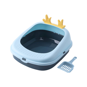 Caja de Arena para Gatos Reutilizable, Semicerrada, de PP, Diseño de Ciervo, 46x35x18cm - Product Image 1