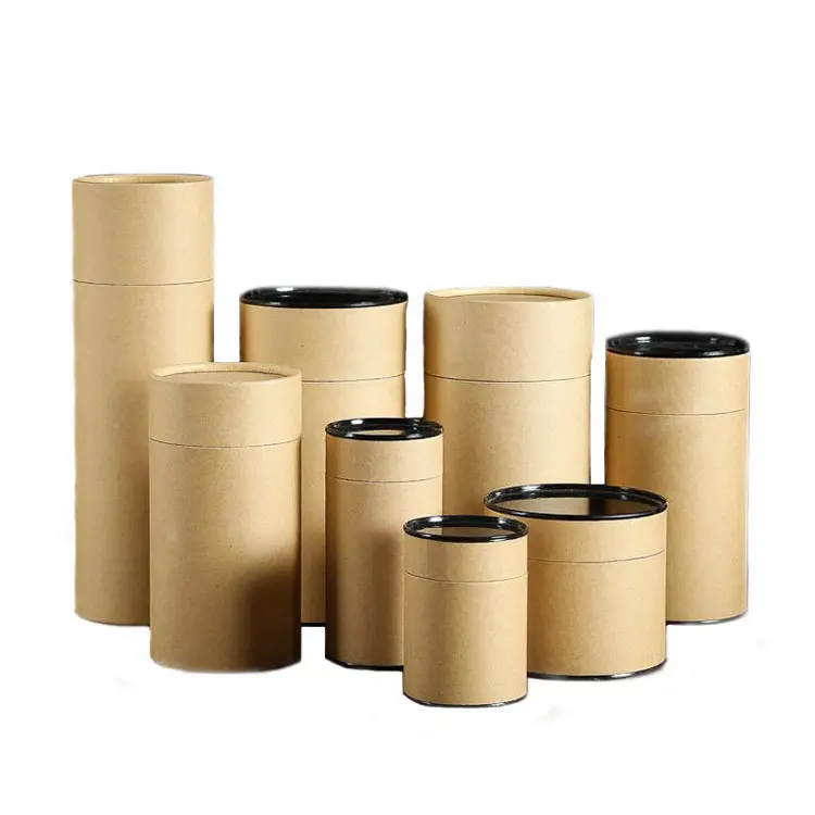 Eco friendly food grade round kraft canister tea paper tubes container packaging