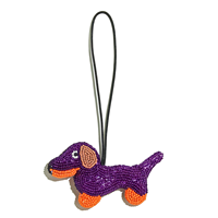 Porte-clés et breloque de sac en perles de verre faites à la main, style vintage MANTU, motif Teckel mignon - Accessoire de bijouterie durable et léger