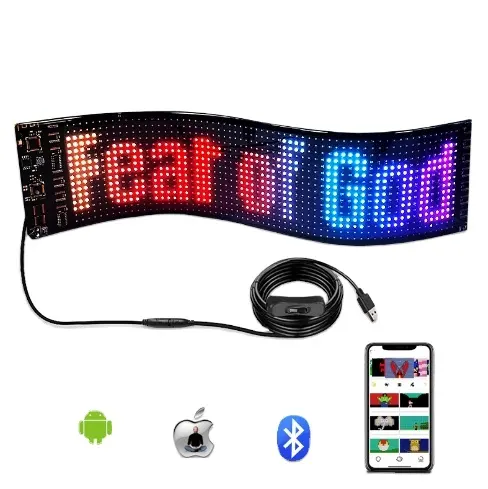 Tela LED flexível para carro Tela LED flexível à prova d'água Tela de exibição para carro Conexão Bluetooth para aplicativo móvel