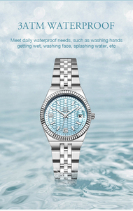 Montre à quartz élégante pour femme avec cadran nid d'abeille, bracelet en acier à sept maillons, montre décontractée et habillée - Product Image 4