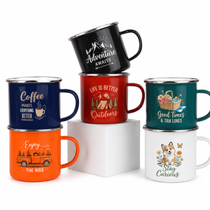 Tasses promotionnelles en émail personnalisées, tasses de camping en métal avec logo, articles de boisson personnalisés pour l'extérieur, cadeau - Product Image 4