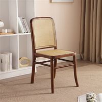 Chaise de salle à manger moderne en bois massif et rotin, dossier haut, siège en cuir souple, entièrement assemblée, chaises en bois pour restaurant, hôtel, café, noir
