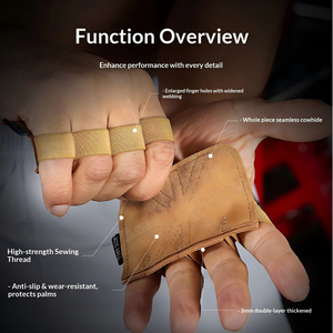 Correas de Cuero Genuino para Levantamiento de Pesas, Protectores de Palma Antideslizantes, Accesorio para Levantamiento de Pesas, <span class=keywords><strong>Dominadas</strong></span> y Gimnasio en Casa - Product Image 2