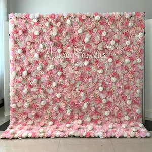 शीर्ष फैशन 5D सफेद गुलाब सजावट पृष्ठभूमि शादी कट्टर सूखे फूल दीवार व्यवस्था