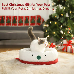 Nuovo commercio all'ingrosso di natale carino cane gatto letto personalizzato Logo dimensioni e tessuto comodo rotondo <span class=keywords><strong>neve</strong></span> uomo letti per cani di piccola taglia per cani - Product Image 5