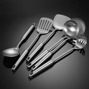 Ensemble <span class=keywords><strong>de</strong></span> 6 ustensiles <span class=keywords><strong>de</strong></span> <span class=keywords><strong>cuisine</strong></span> en acier inoxydable <span class=keywords><strong>de</strong></span> qualité alimentaire, écologiques, spatules, louche, cuillère à soupe, cuillère à pâtes - Product Image 6