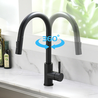 Robinet de cuisine moderne flexible extractible en acier inoxydable, robinet d'évier de cuisine eau chaude et froide avec douchette extractible