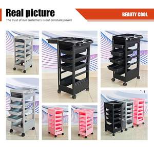 Carrito de Peluquería Rodante de 5 Niveles, Negro, Moderno, Mueble de Almacenamiento para Estilistas, para Salones de Belleza - Product Image 3