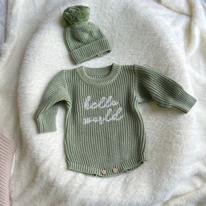 Tutina in Maglia per Neonato, Pagliaccetto Invernale a Maniche Lunghe con Ricamo Personalizzato, Colore Unico - Product Image 5
