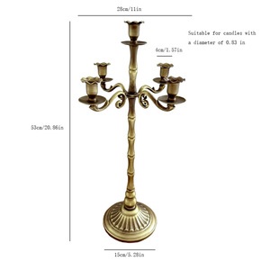 Porte-bougie en fer rétro, hauteur 53 cm et 37 cm, 5 bras chacun, centre de table décoratif vintage pour mariage - Product Image 5
