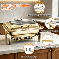 Goldener 9L Selbstbedienungs-Buffet-Wärmebehälter, Hydraulischer Kommerzieller Buffet-Ofen, Hotel-Küchen-Party-Alkohol-Elektro-Wärmebehälter
