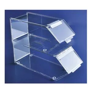 Stackable Acrylic Hinged Ingredient Bins, Hinged Acrylic Ice Cream toppings Bins, Stackable Acrylic Bins