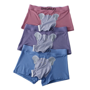 Boxer da Uomo in Modal con Stampa Elefante Cartoon, Traspiranti e Comodi, a Vita Media, Intimo per Adulti ODM - Product Image 1