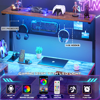 Bureau de jeu ergonomique et durable avec étagère et pieds en Z, table de jeu PC réversible pour la maison, le bureau et la chambre