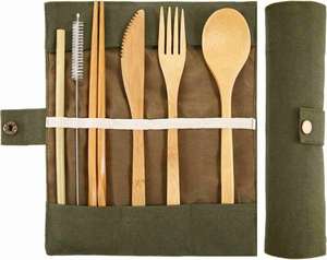 ชุดช้อนส้อมไม้ไผ่แบบพกพา ชุดอาหารสำหรับเดินทาง ตะเกียบ ช้อน หลอดดูดน้ำ ถุงผ้า ชุดช้อนส้อมหกชิ้น พร้อมโลโก้สั่งทำ - Product Image 3