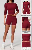 Nouvel ensemble de sport pour femme : haut respirant à séchage rapide et short taille haute pour le yoga et la gym, tenue de fitness sculptante
