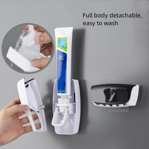 Wall-Mounted & <b>Toothpaste</b> Holder Set With Automatic <b>Dispenser</b> and Cup - Product Image 4