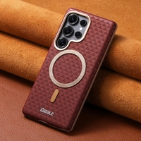 Étuis de téléphone portable en cuir PU magnétique pour Samsung S25 Ultra S24 Plus, cadre d'appareil photo en métal, coque antichoc