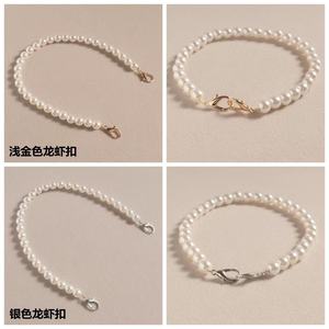 Bright Red Pearl <b>Chain</b> 8mm Beige Round <b>Beads</b> Gold Clasp For Bags <b>Phones</b> Luggage Crossbody Decorative Style - Product Image 3