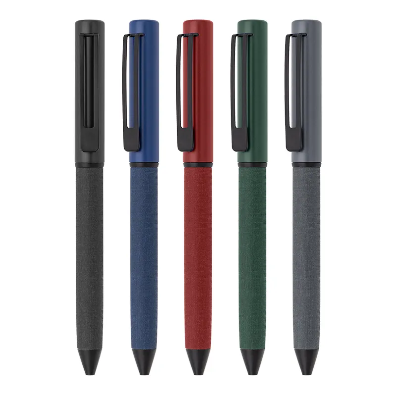Уникальный дизайн тканевый чехол металлическая шариковая ручка с пользовательским логотипом офисная рекламная металлическая ручка