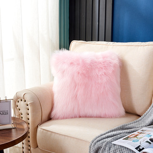 Jade Coin Plush Square Lumbar <b>Cushion</b> Pink Solid Color PP Cotton Filling Washable Sofa Backrest Pillow - Product Image 1
