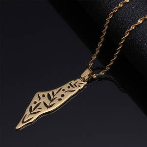 Collar con colgante personalizado de acero inoxidable 316L, chapado en oro PVD de 14K/18K, joyería fina de moda, collares con mapa de Israel y Palestina para mujer - Product Image 2