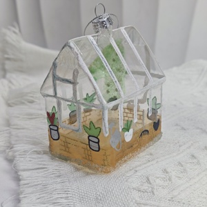 Serre vintage artisanale en verre soufflé avec éclairage, idéale pour les décorations de Noël en verre dans le jardinage - Product Image 2