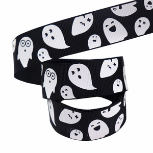 Nastro Grosgrain Esclusivo di Halloween con Stampa Fantasma e Zucca, 2.2/2.5cm, 10 Iarde, per Confezioni Regalo e Decorazioni per Feste - Product Image 5