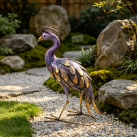 Statue de jardin artisanale en forme de paon violet, décoration extérieure pour maison, villa, patio