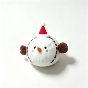 Oiseau de Noël personnalisé, oiseau en peluche rond, oiseau en peluche avec bonnet de Père Noël, jouet oiseau blanc d'hiver - Product Image 2