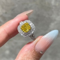 Bague de fiançailles Good Century en or 14 carats avec diamant jaune de laboratoire taille coussin et double halo, bijou de déclaration vintage luxueux et éclatant