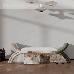 Tostone Hot Sale Four Seasons <strong>Pink</strong> Marble <strong>Stool</strong> Elegant Veined Design for Indoor Entryway Leisure Home Villa Decoration - Product Image 1