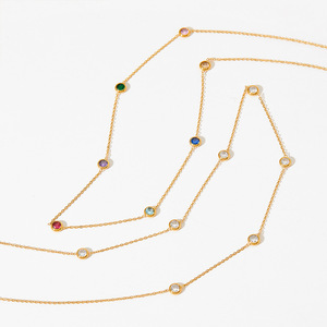 Collar con colgante <span class=keywords><strong>de</strong></span> circón redondo Multicolor a la moda, collar <span class=keywords><strong>de</strong></span> gargantillas <span class=keywords><strong>de</strong></span> acero inoxidable chapado en <span class=keywords><strong>oro</strong></span> sin deslustre - Product Image 2