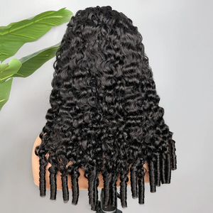 Peluca de media cabeza 3 en 1 de cabello humano rizado birmano sin pegamento con cordón ajustable, ideal para principiantes - Product Image 1