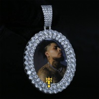 Pendentif de photo à deux couches en laiton, collier avec plateau, plaqué or, pour photo, cz