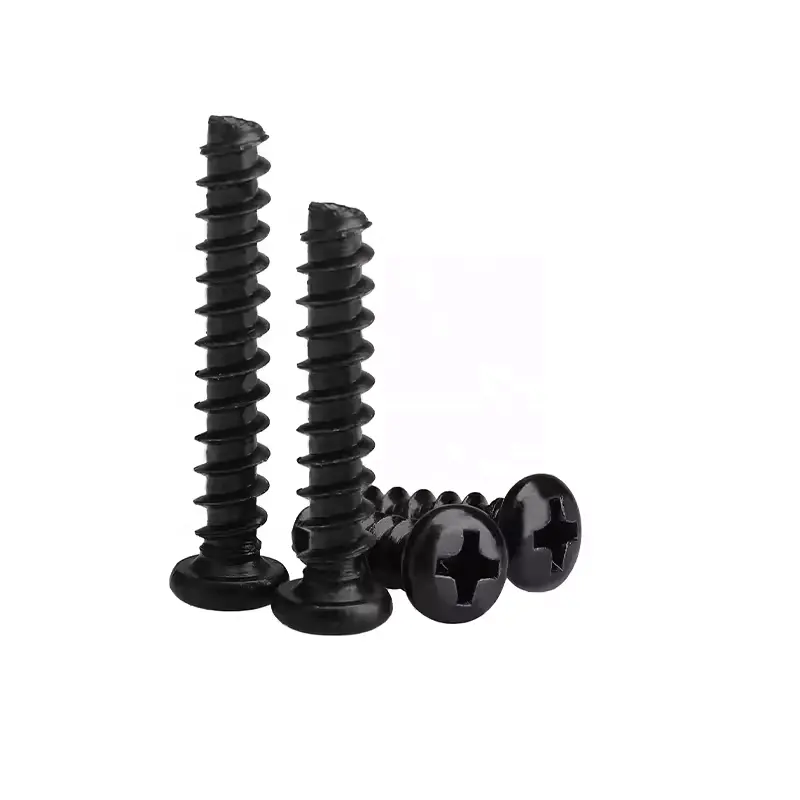 High Strength Plus Hard Black Round Head Flat Tail Self-tapping Screw Iron Plated Black Pan Head Screw