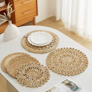 Natural Color Jute Placemat <b>Round</b> Eco-Friendly Heat Insulation Mat For <b>Table</b> Dining - Product Image 1