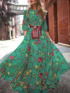 Wholesale Clothing <strong>Summer</strong> Long Sleeve <strong>Dresses</strong> Boho <strong>Bohemian</strong> Ball Gown Floral <strong>Dress</strong> - Product Image 6