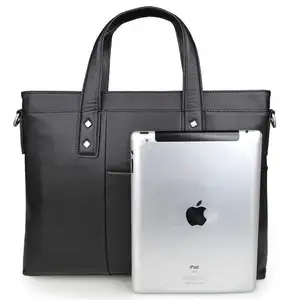 Maletas de couro com design personalizado, maleta de couro com logo oem à prova d'água para laptop