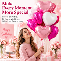 Ballons en aluminium en forme de cœur de 18 pouces, rose brillant et blanc, ballons flottants individuels pour la Saint-Valentin, anniversaire, mariage, décoration de fête