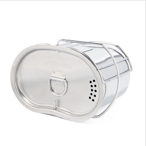 Bouilloire de camping portable 2-en-1 en acier inoxydable SUS304 de 1L (1000ml) avec poignée pliable et couvercle perforé – Ensemble de cuisson pour l'extérieur - Product Image 1
