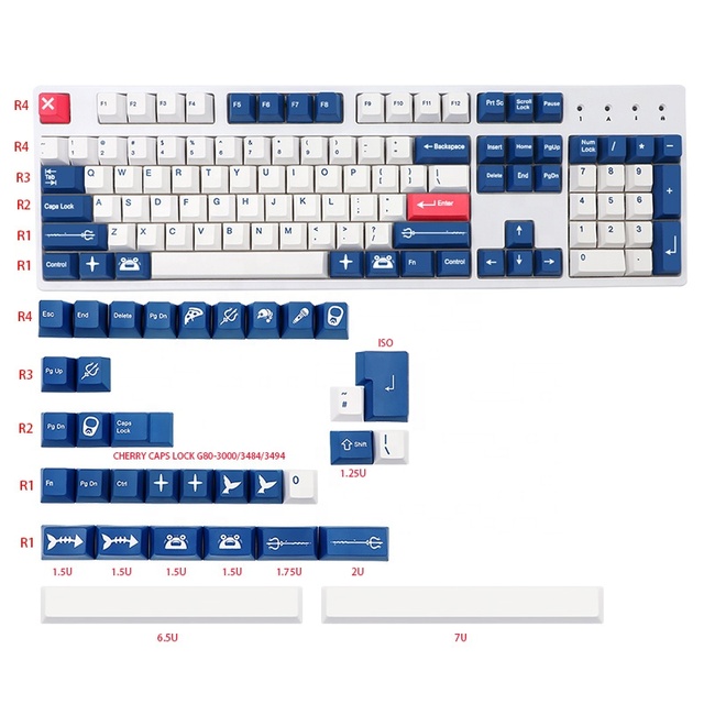 GMK Rama Shrimp Keycap PBT Sublimation Cherry Profile Keycaps for DZ60/GK61/64/75/108 Corsair STRAFE K65 K70 Lo-gitech G710+ Key