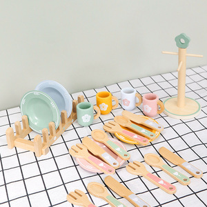 Juego de Platos de Madera para Niños, Juguete Interactivo de Simulación de Cocina para el Aprendizaje Temprano - Product Image 2
