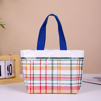Mini sacs fourre-tout en PP tissé à carreaux, sacs promotionnels personnalisés avec logo pour le commerce de détail et les cadeaux d'entreprise