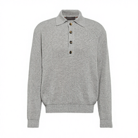 Demi Cardigan Boutons rabattus à manches longues Style décontracté Col tricoté Polo T-shirt pour hommes Pulls hommes Pull Tricots